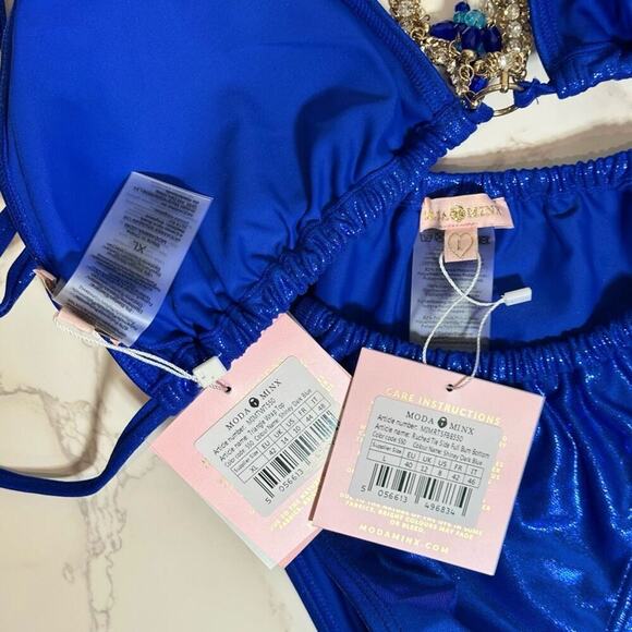 MODA MINX MAGIC IN MAKO WRAP TRIANGLE XL & RUCHED TIE SIDE BIKINI BOTTOMS L $79 - Picture 14 of 14